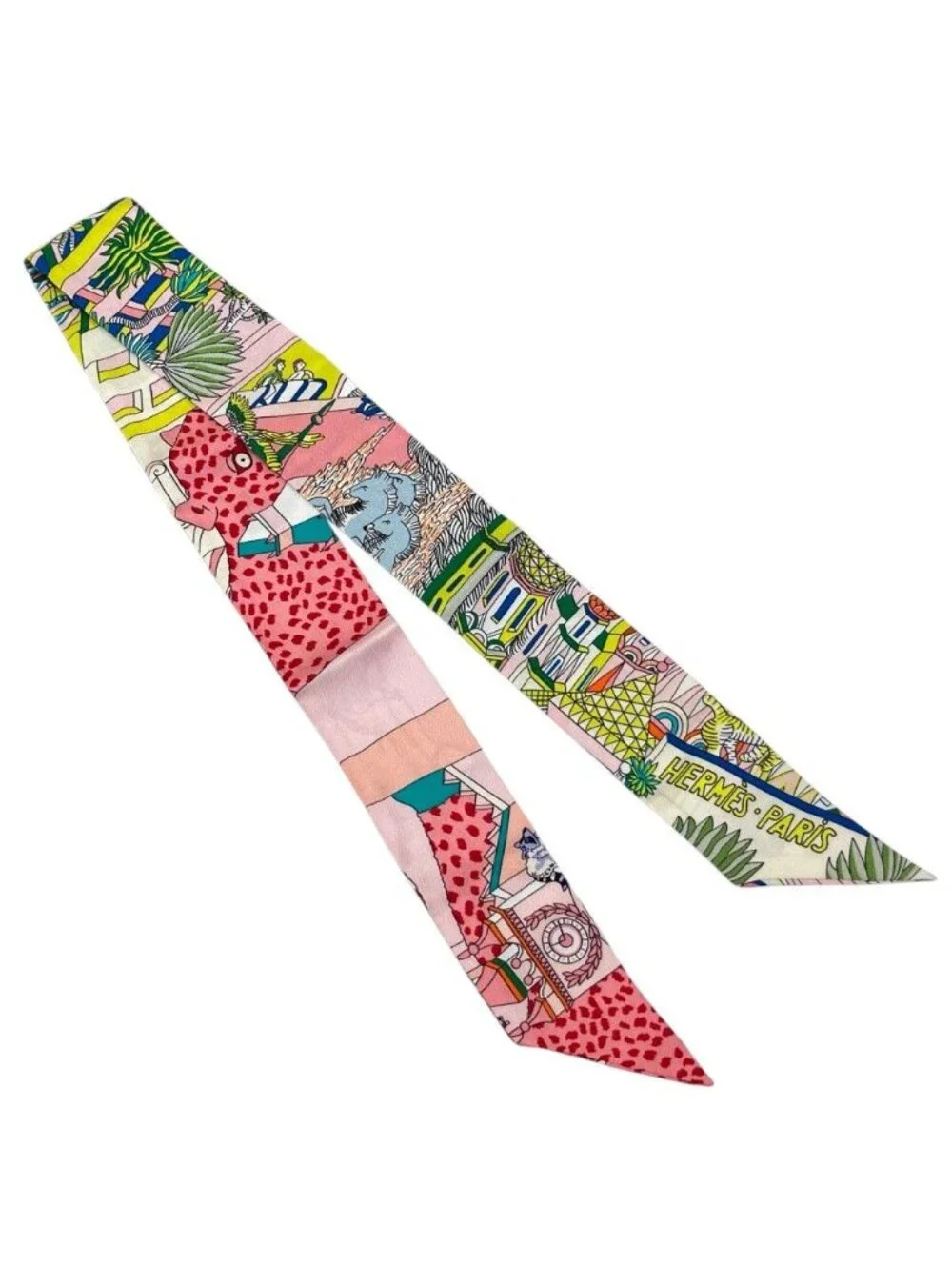 Hermes Animapolis Twilly Ribbon Scarf Multicolor